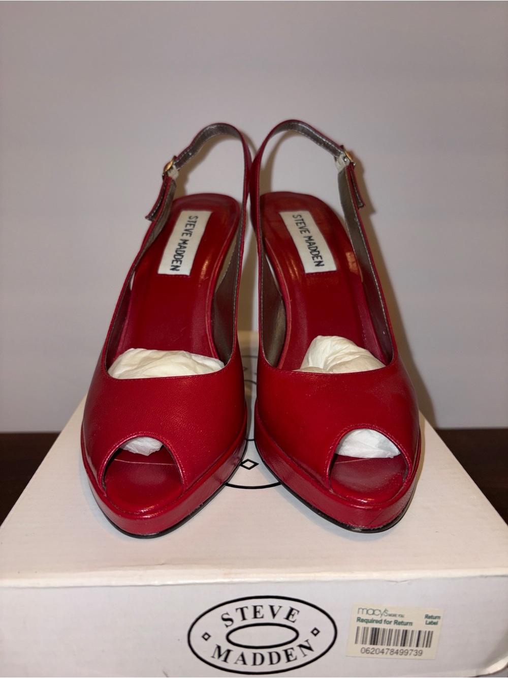 Steve Madden Red Peep-Toe Slingback Heels